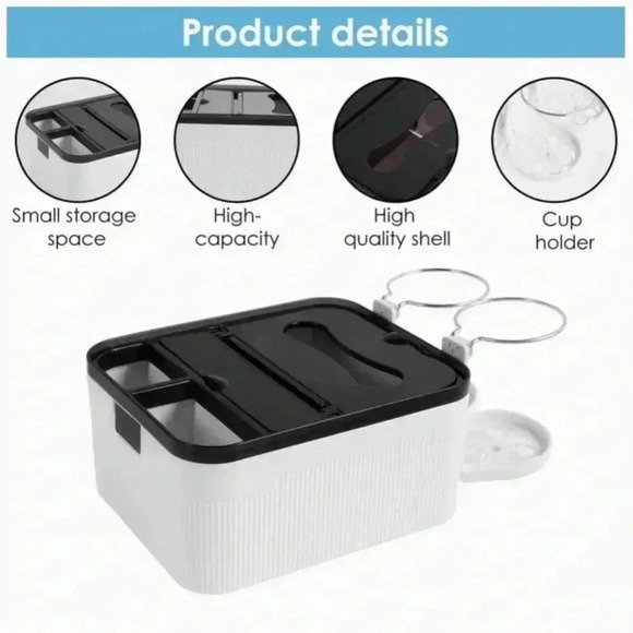 Car Armrest Storage Box with 2 Folding Cup Tissue Holders Multifunctional NEW - Picture 2 of 16